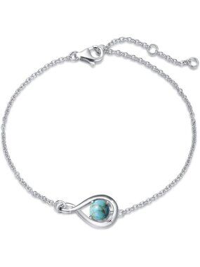Sterling Silver Infinity Birthstone Bracelet for Women - Elegant Gift Idea